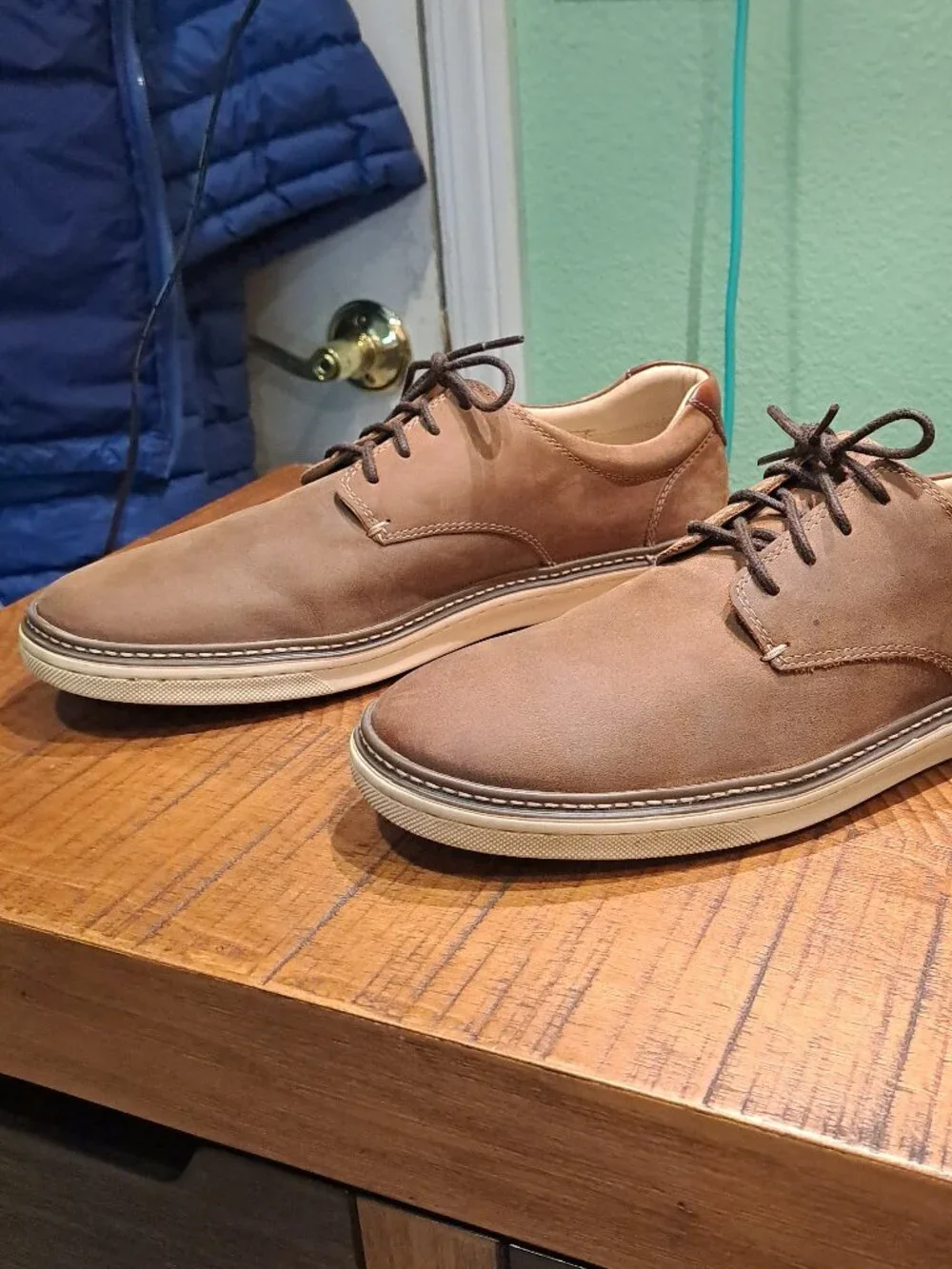 Johnston & Murphy Men's McGuffey Lace up Brown Oiled Full Grain 10.5 medium wide